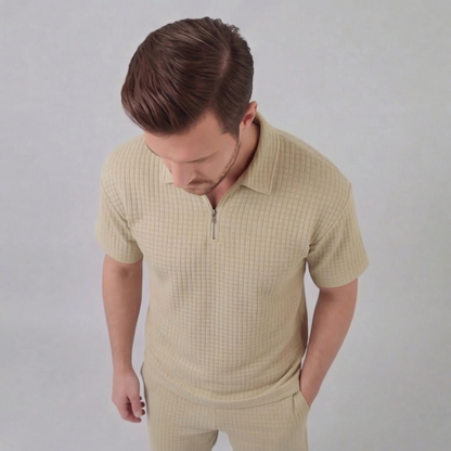 Zomerset Wafelknit Heren Half-Zip Polo met Shorts