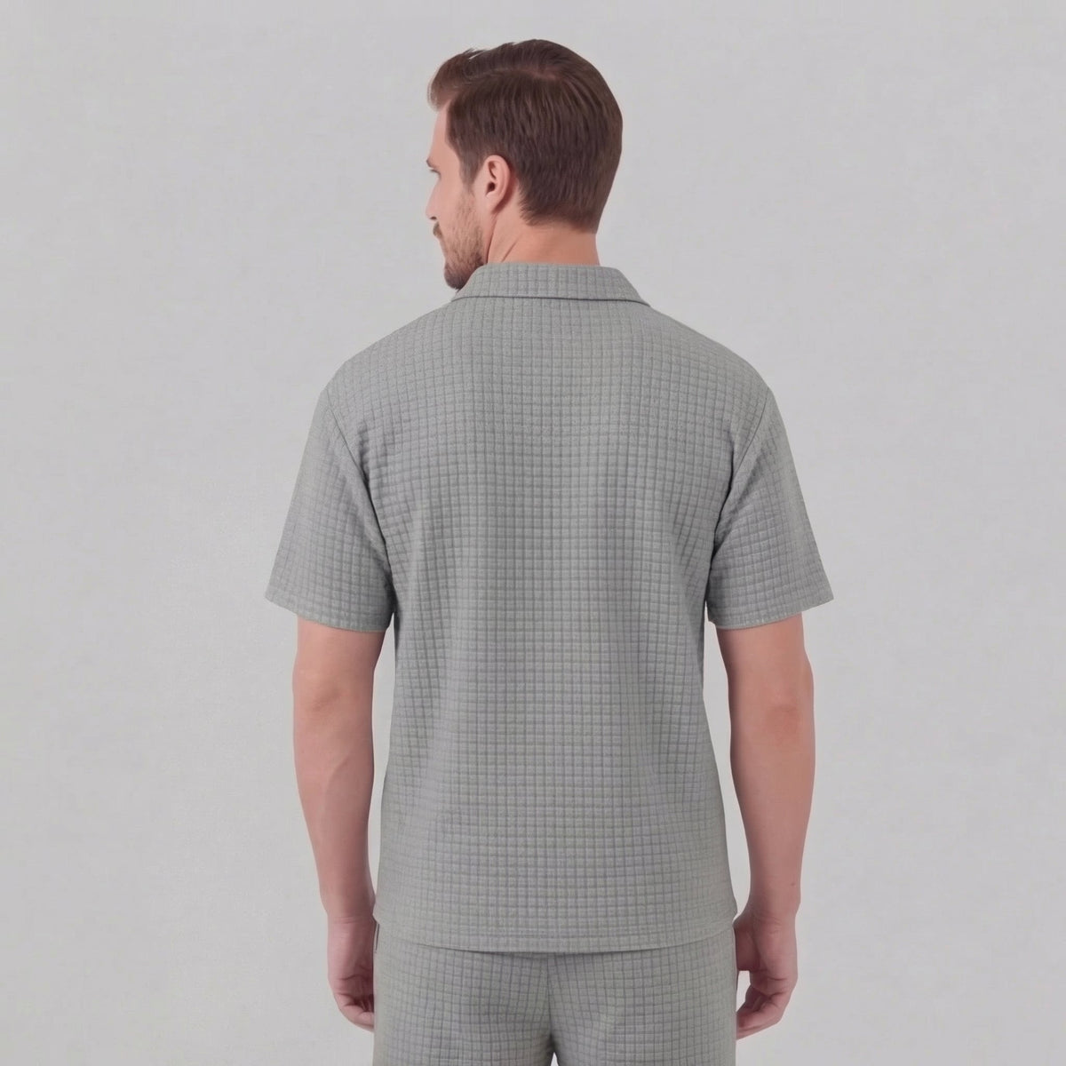 Zomerset Wafelknit Heren Half-Zip Polo met Shorts