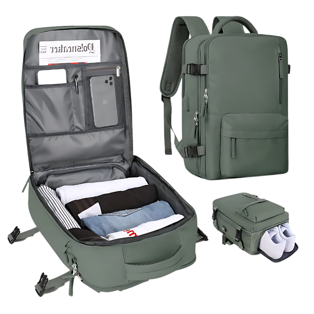 Norvo Waterdichte USB Rugzak – Reistas met Diefstalbeveiliging & Schoenenvak (35L)