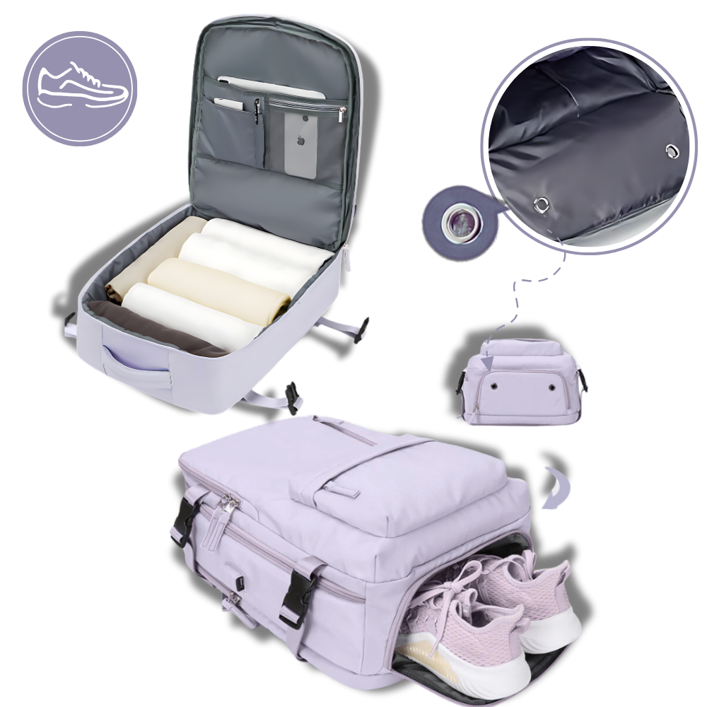 Norvo Waterdichte USB Rugzak – Reistas met Diefstalbeveiliging & Schoenenvak (35L)