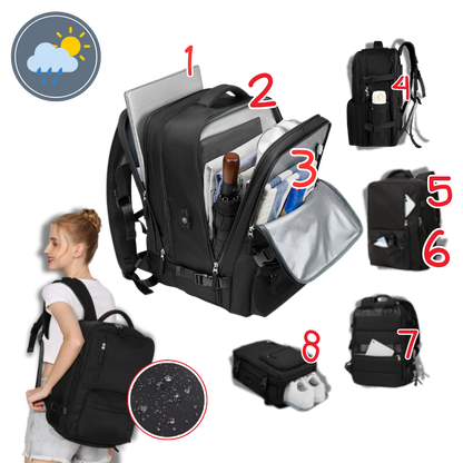 Norvo Waterdichte USB Rugzak – Reistas met Diefstalbeveiliging & Schoenenvak (35L)