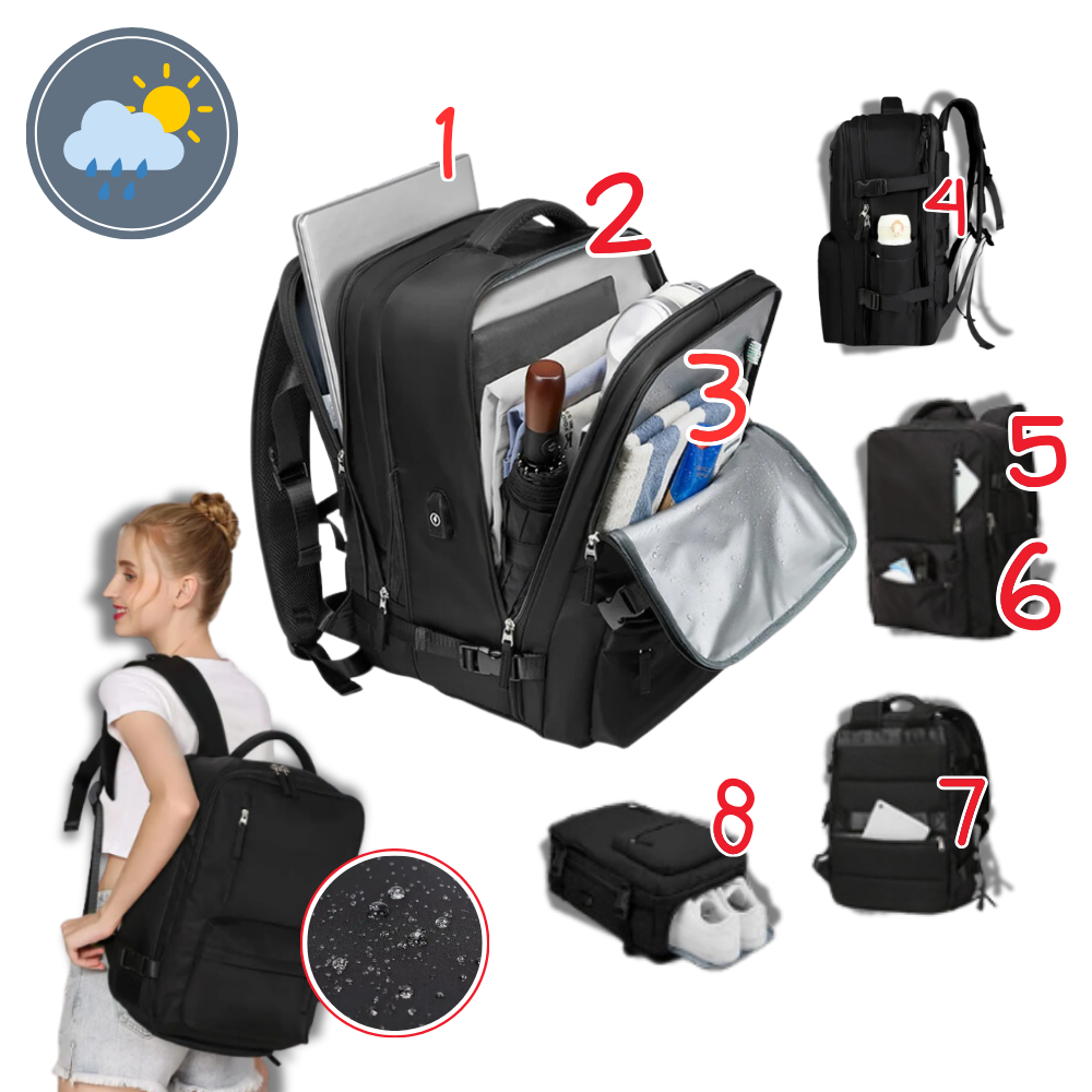 TrailMate Waterdichte Reisrugzak Met USB-poort 35L