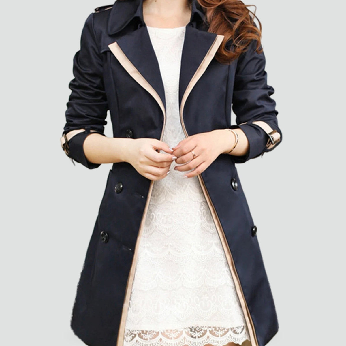 Elegante winddichte dames trenchcoat met reverskraag