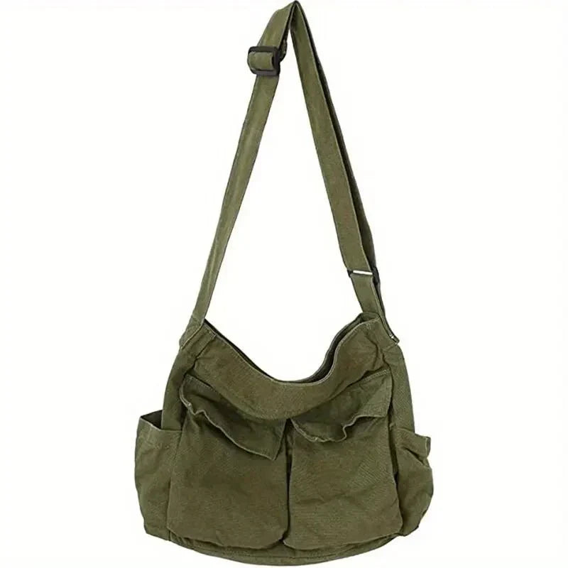 Vintage Canvas Schoudertas voor Dames – Ruim en Duurzaam