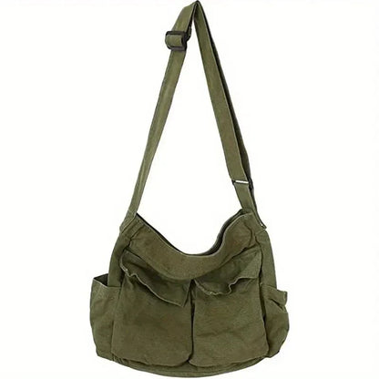 Vintage Canvas Schoudertas voor Dames – Ruim en Duurzaam