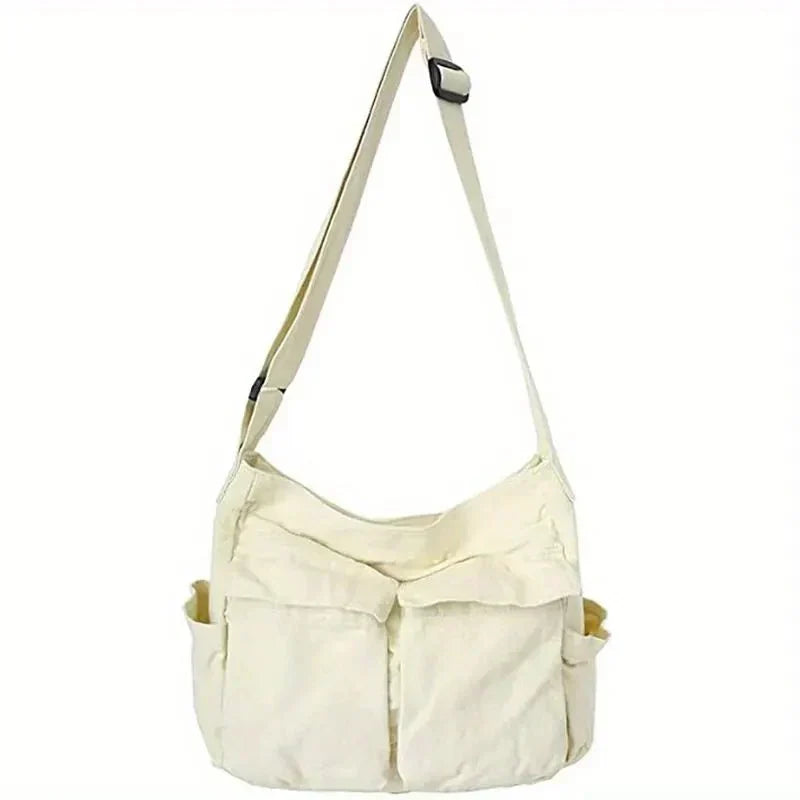 Vintage Canvas Schoudertas voor Dames – Ruim en Duurzaam